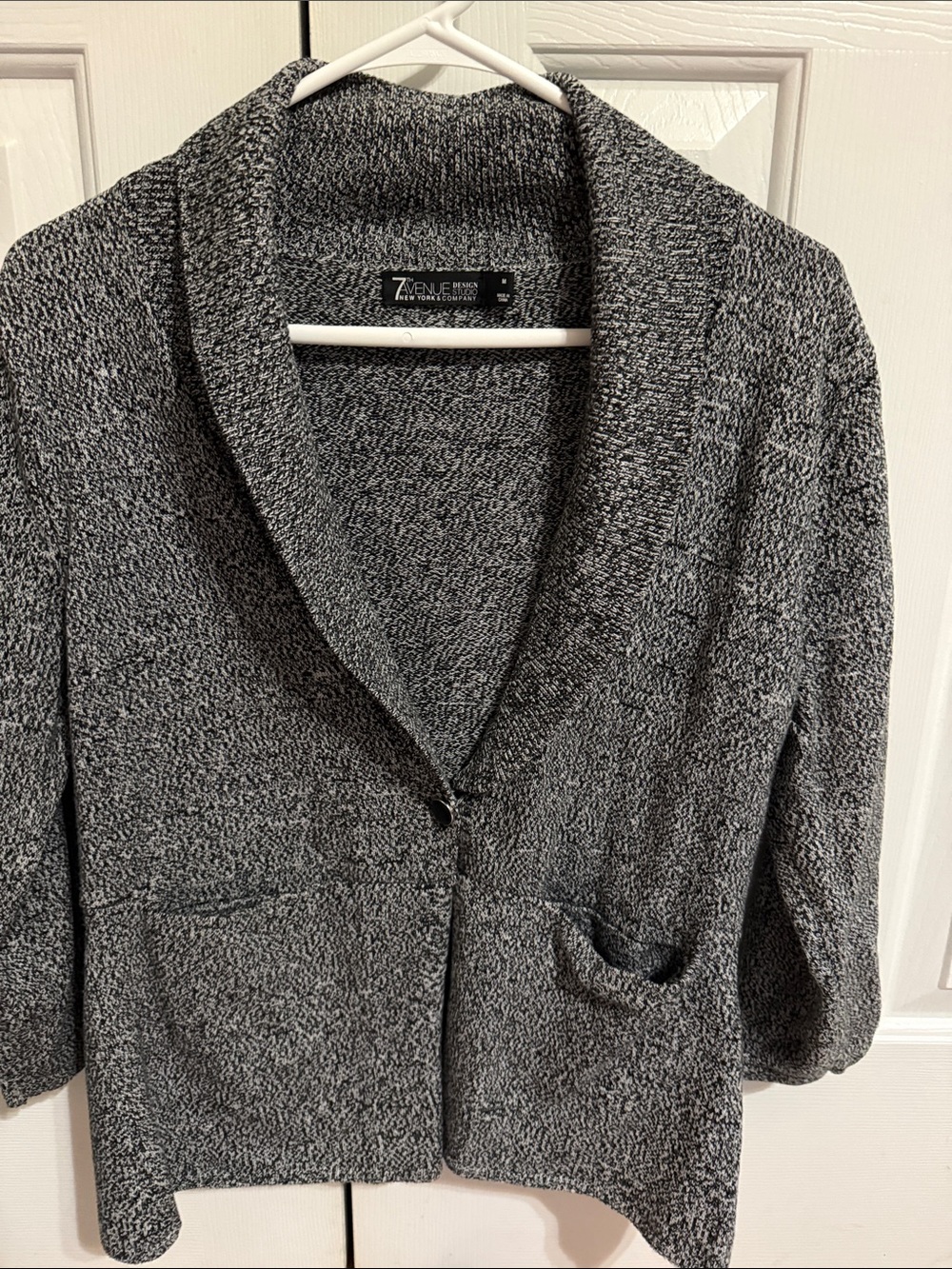 7 Avenue New York & Company Textured Knit Shawl Collar Cardigan size medium